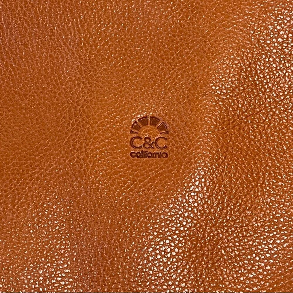 C&C California British Tan Leather Gold Studded Satchel Shoulder Bag Purse - Picture 11 of 11
